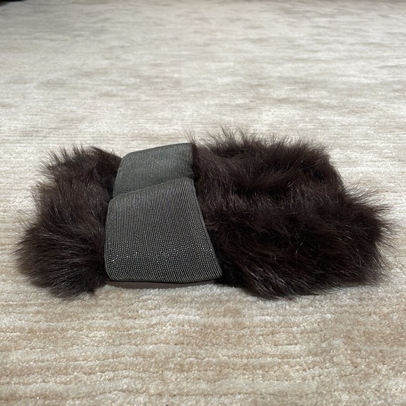 NWT Brunello Cucinelli Brown Monili Bead and Shearling Slip-on Slides Size 35.5 - Picture 7 of 7